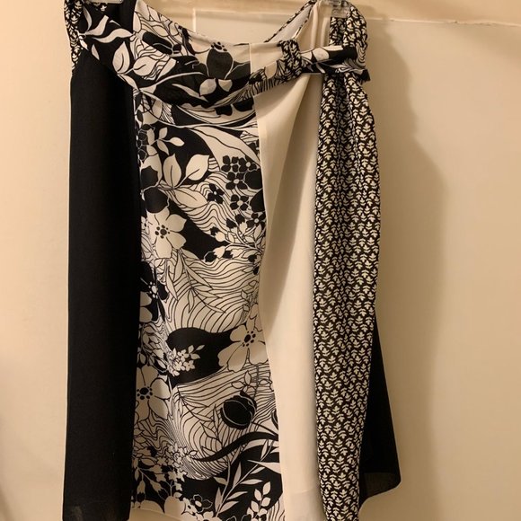 OSCAR by Oscar de la Renta - Black & Cream Panel Skirt, Size 14 - Picture 4 of 6